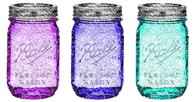 set of 3 colored mason jars