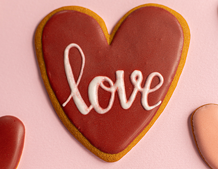 Valentine cookie with word 'Love'